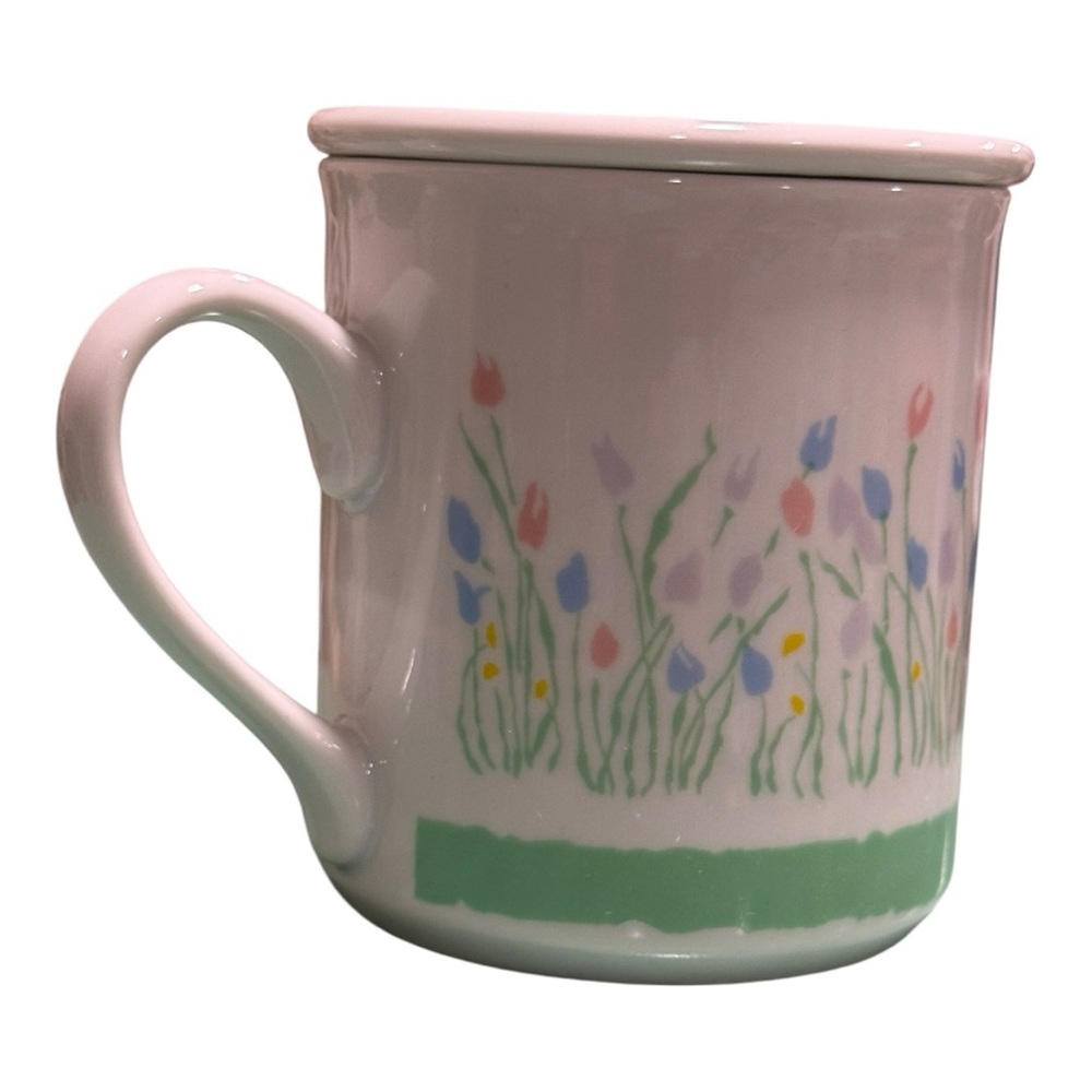 Vintage 1985 Hallmark “Spring Fever” Mug & Lid Everything’s Coming Up Beautiful!